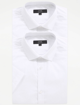 White Regular Fit Short Sleeve Shirts 2 ...
